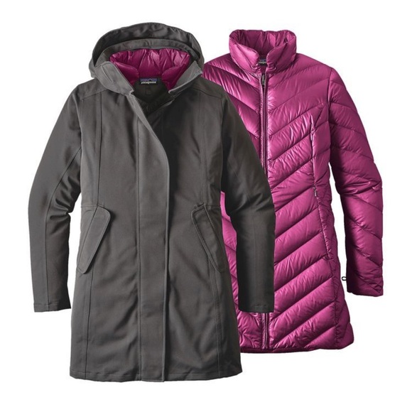 Patagonia Jackets & Blazers - Patagonia Tres 3-In-1 Parka Jacket Coat Size M Forge Grey Magenta Pink